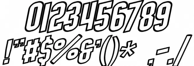 SF Obliquities Outline フォント その他の文字