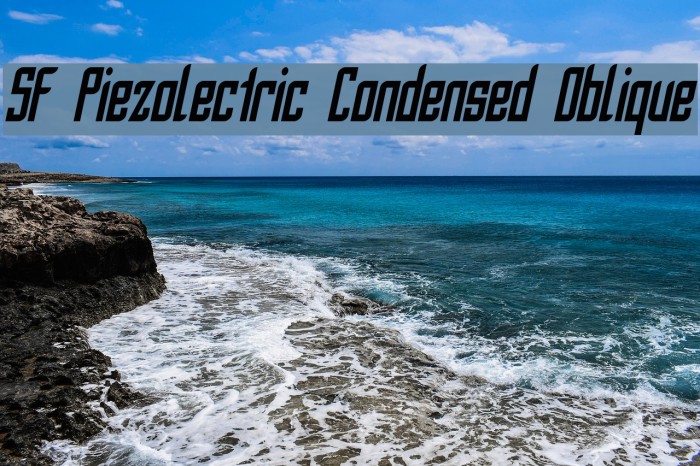 SF Piezolectric Condensed Oblique Шрифта examples