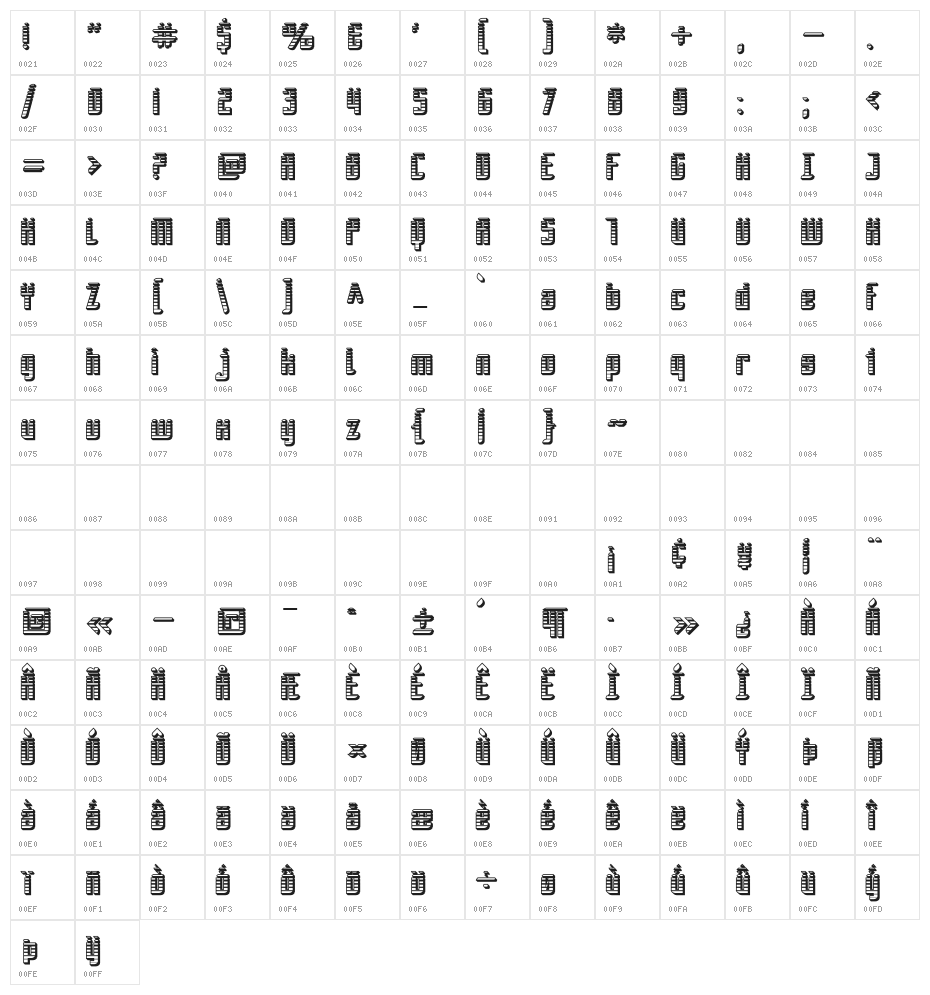 SF Piezolectric SFX Character Map