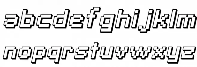 SF Pixelate Shaded Bold Oblique Schriftart Kleinbuchstaben