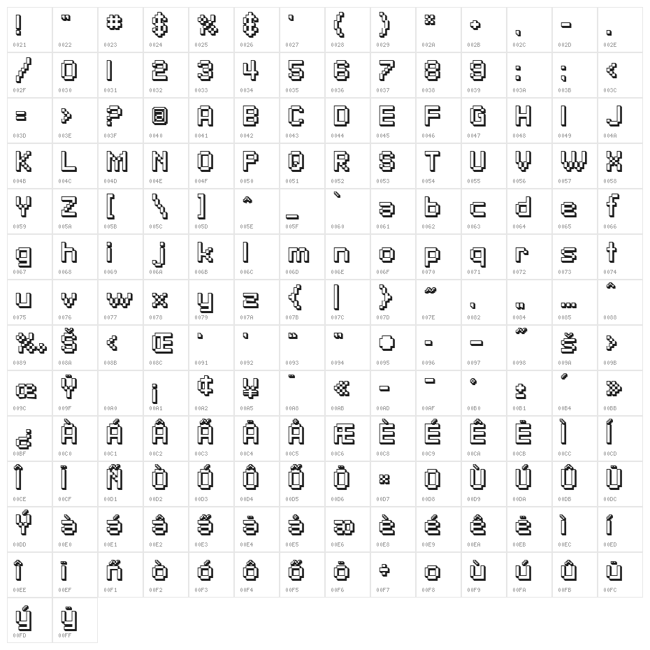 SF Pixelate Shaded Character Map