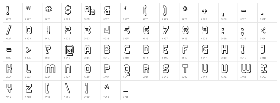 SF Plasmatica Shaded Character Map