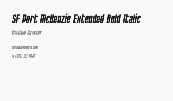 SF Port McKenzie Extended Bold Italic Business Card