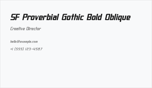 SF Proverbial Gothic Bold Oblique Business Card