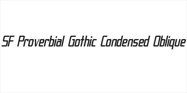 SF Proverbial Gothic Condensed Oblique Logo