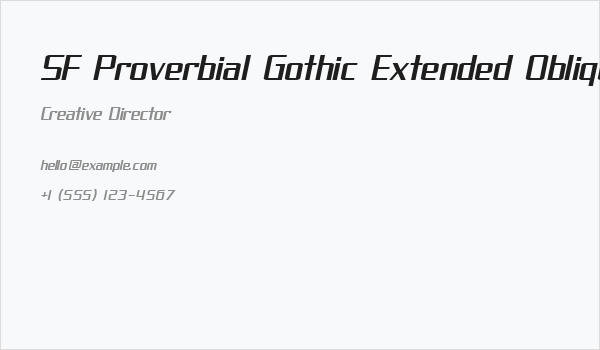 SF Proverbial Gothic Extended Oblique Business Card