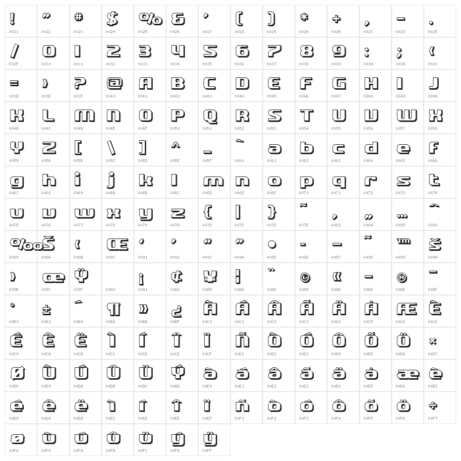 SF Quartzite Shaded Character Map