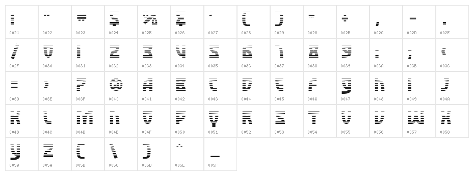 SF Retroesque FX Character Map