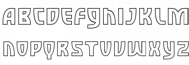 SF Retroesque Outline फ़ॉन्ट अपरकेस