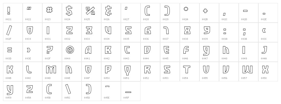 SF Retroesque Outline Character Map