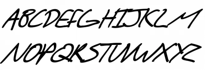SF Scribbled Sans Bold Italic Schriftart Groß