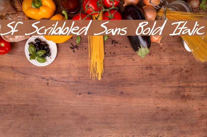 SF Scribbled Sans Bold Italic Font examples