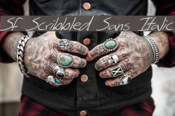 SF Scribbled Sans Italic Font examples