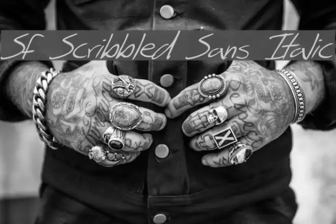 SF Scribbled Sans Italic Font examples