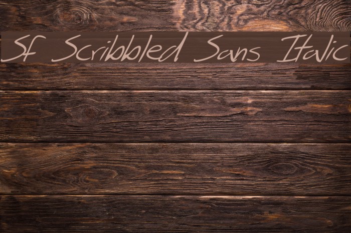 SF Scribbled Sans Italic Font examples