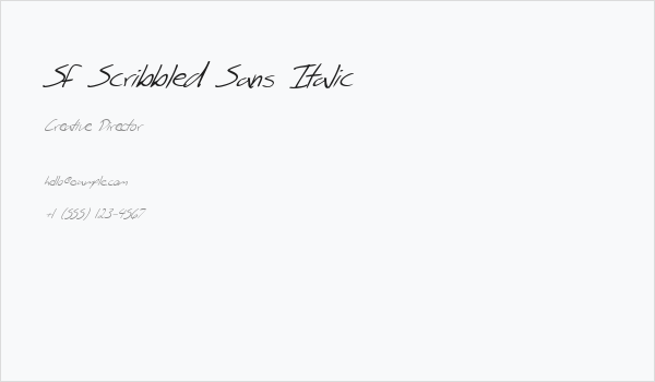 SF Scribbled Sans Italic Business Card
