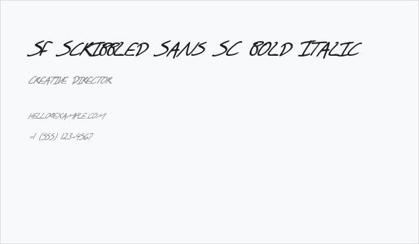 SF Scribbled Sans SC Bold Italic Business Card
