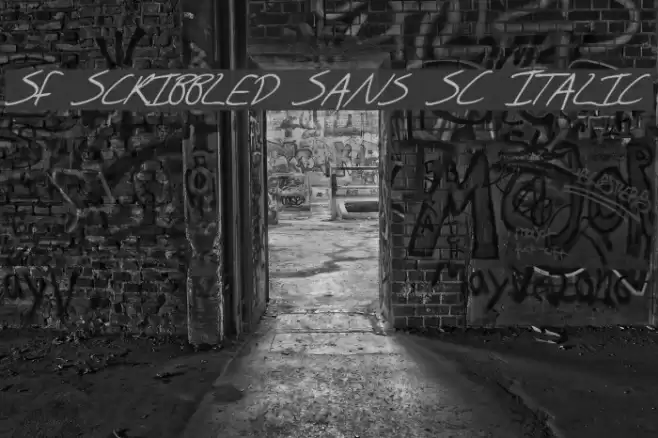 SF Scribbled Sans SC Italic Font examples