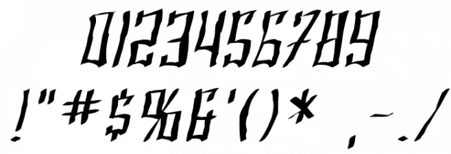 SF Shai Fontai Distressed Oblique Font OTHER CHARS