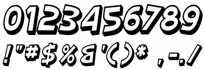 SF Slapstick Comic Shaded Oblique フォント その他の文字