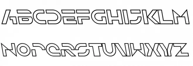 SF Solar Sailer Outline Italic Schriftart Kleinbuchstaben