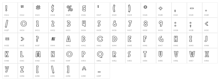 SF Speakeasy Outline Character Map