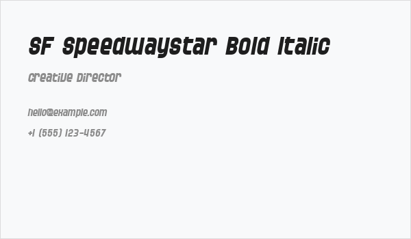 SF Speedwaystar Bold Italic Business Card