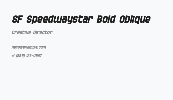 SF Speedwaystar Bold Oblique Business Card