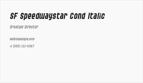 SF Speedwaystar Cond Italic Business Card
