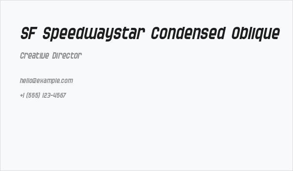SF Speedwaystar Condensed Oblique Business Card