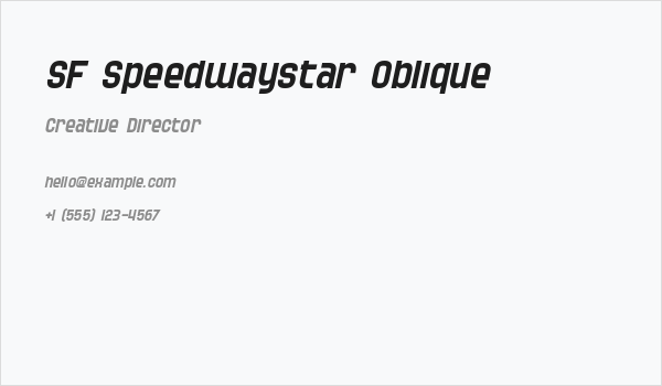 SF Speedwaystar Oblique Business Card