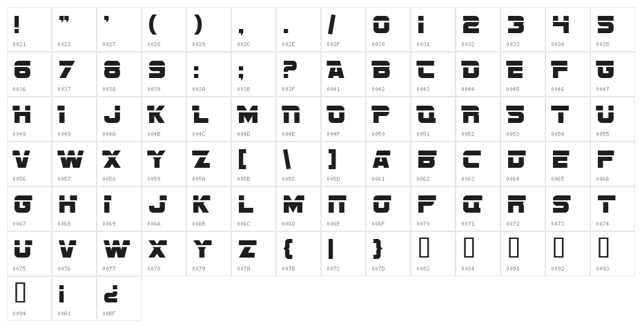 SF Sports Night AltUpright Character Map