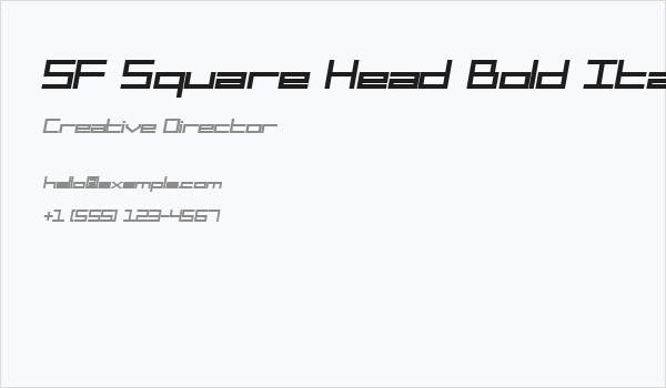SF Square Head Bold Italic Business Card