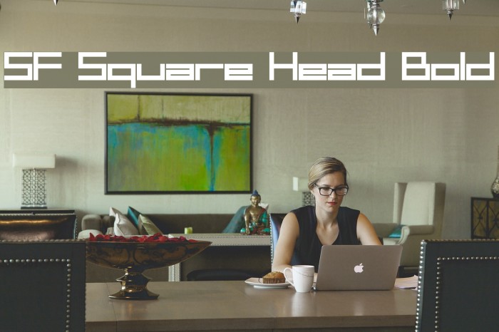 SF Square Head Bold Font examples