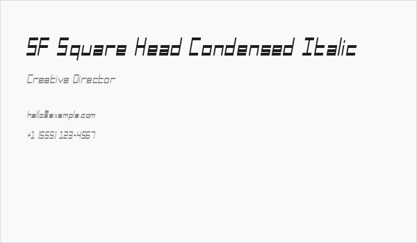 SF Square Head Condensed Italic Business Card