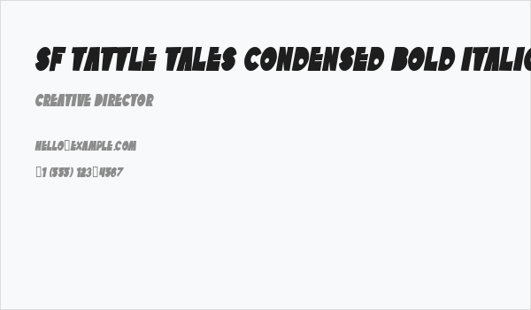 SF Tattle Tales Condensed Bold Italic Business Card