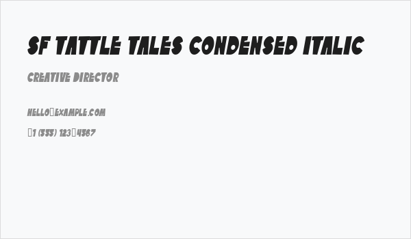SF Tattle Tales Condensed Italic Business Card