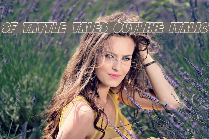 SF Tattle Tales Outline Italic Font examples
