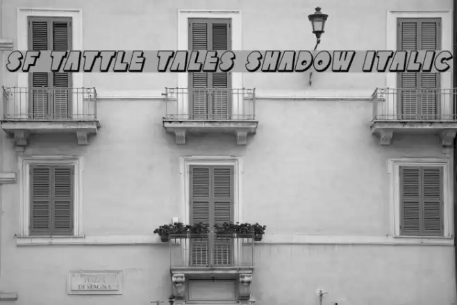 SF Tattle Tales Shadow Italic Font examples