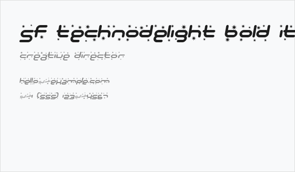 SF Technodelight Bold Italic Business Card