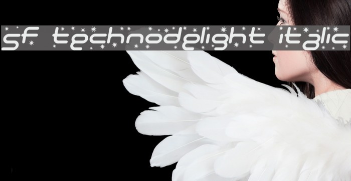 SF Technodelight Italic Schriftart examples