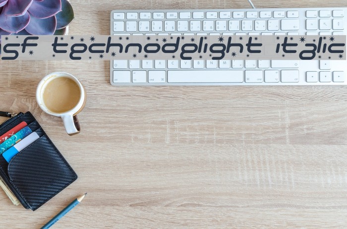 SF Technodelight Italic Schriftart examples