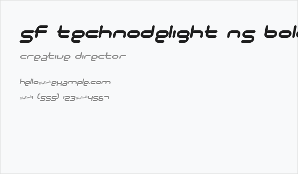 SF Technodelight NS Bold Italic Business Card