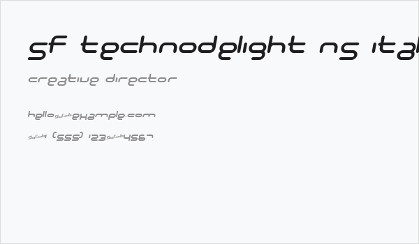 SF Technodelight NS Italic Business Card