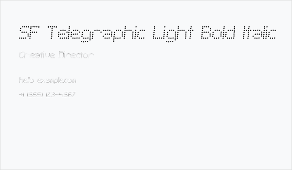 SF Telegraphic Light Bold Italic Business Card