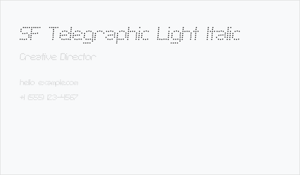 SF Telegraphic Light Italic Business Card