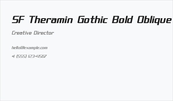 SF Theramin Gothic Bold Oblique Business Card
