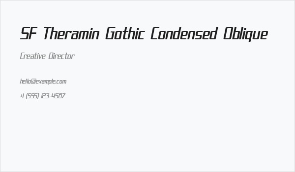 SF Theramin Gothic Condensed Oblique Business Card