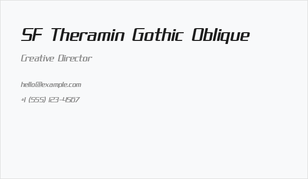 SF Theramin Gothic Oblique Business Card
