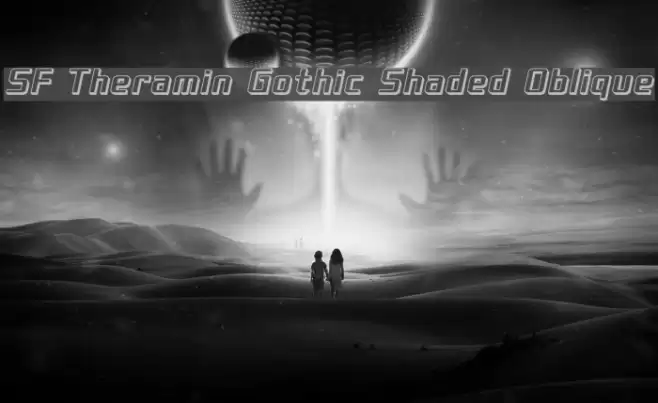SF Theramin Gothic Shaded Oblique Font examples